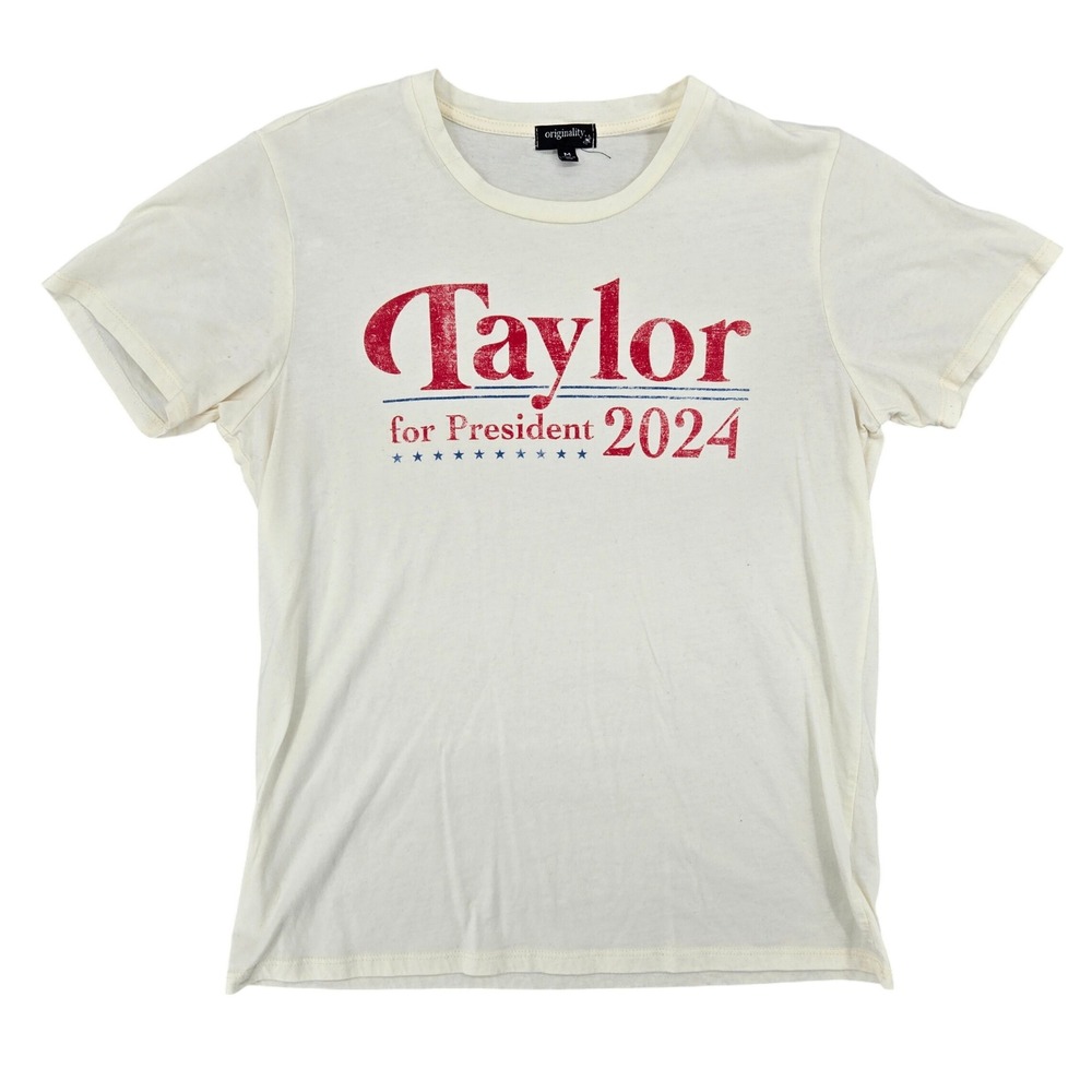 Originality Womens MEDIUM Taylor For President 2024 Womens Swiftie Graphic Tee
